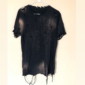 Distressed Black and Bleached T-Shirt